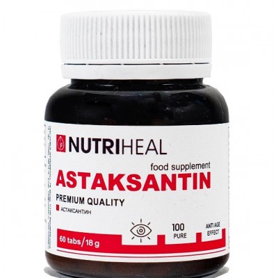 Nutriheal. "Astaksantin Tabs - Природный источник Астаксантина" Сердце, сосуды. Для кожи. Способствует выработке Коллагена. Для иммунитета. 60 табл. по 300 мг